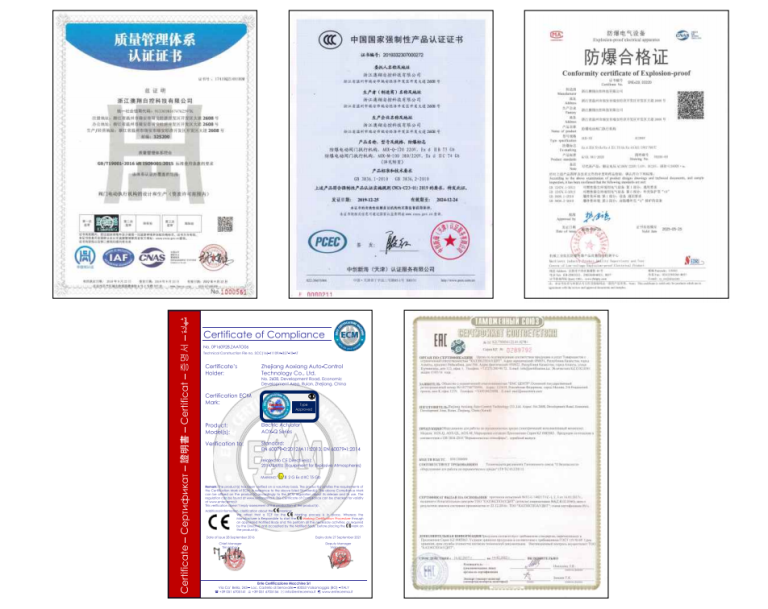 隔爆型電動執(zhí)行器證書